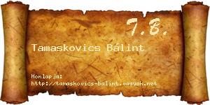 Tamaskovics Bálint névjegykártya